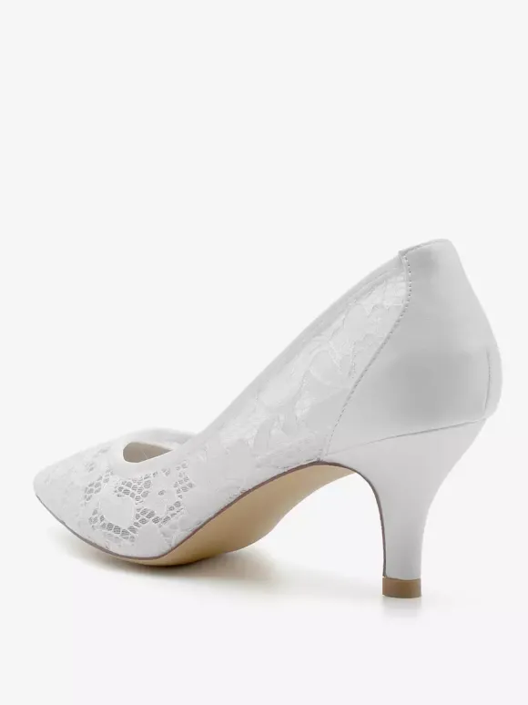 Chaussures De Mariage Escarpins De Mariée Dentelle Femme Bout Pointu