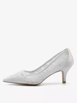 Chaussures De Mariage Escarpins De Mariée Dentelle Femme Bout Pointu