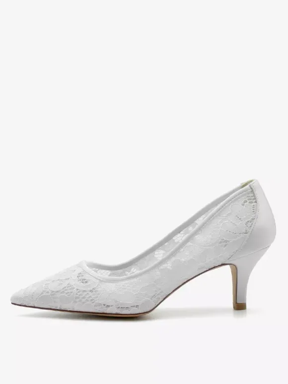 Chaussures De Mariage Escarpins De Mariée Dentelle Femme Bout Pointu