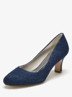 Chaussures de mariage Escarpins de mariée Dentelle Bout rond Brodé