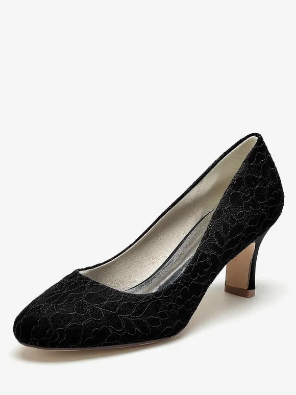 Chaussures de mariage Escarpins de mariée Dentelle Bout rond Brodé