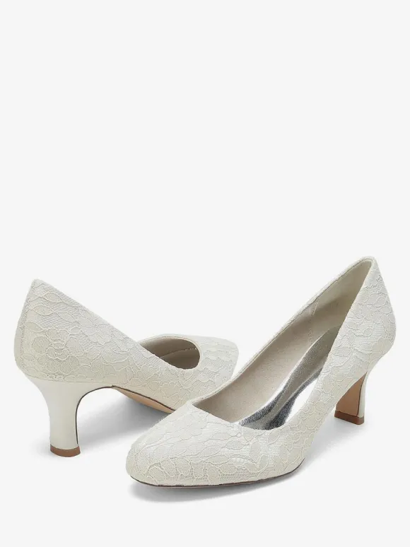Chaussures de mariage Escarpins de mariée Dentelle Bout rond Brodé