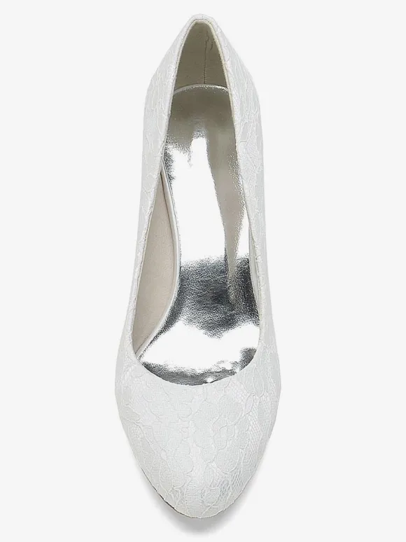 Chaussures de mariage Escarpins de mariée Dentelle Bout rond Brodé