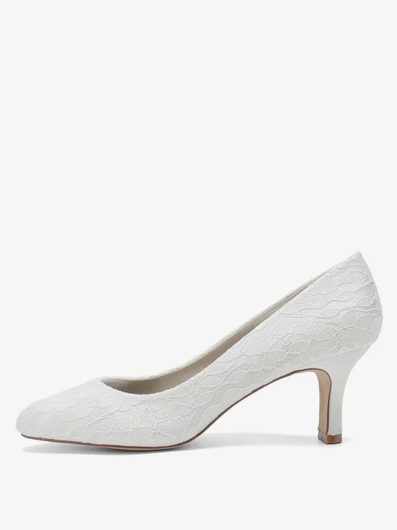 Chaussures de mariage Escarpins de mariée Dentelle Bout rond Brodé