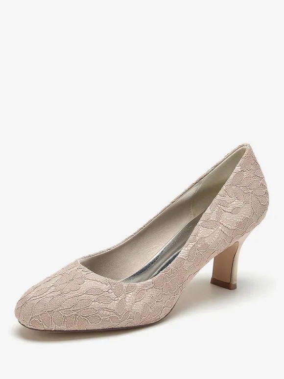 Chaussures de mariage Escarpins de mariée Dentelle Bout rond Brodé