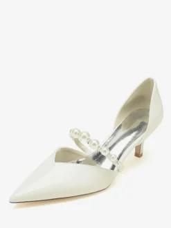 Chaussures De Mariage Escarpins De Mariée Vernis Haut Bout Pointu Perles