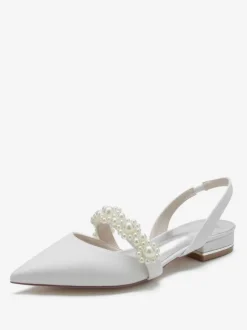 Chaussures de Mariage Plate Femme avec Bout Pointu Unicolore