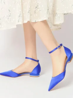 Chaussures de Mariage Plate Femme avec Bout Pointu en Paillette Unicolore