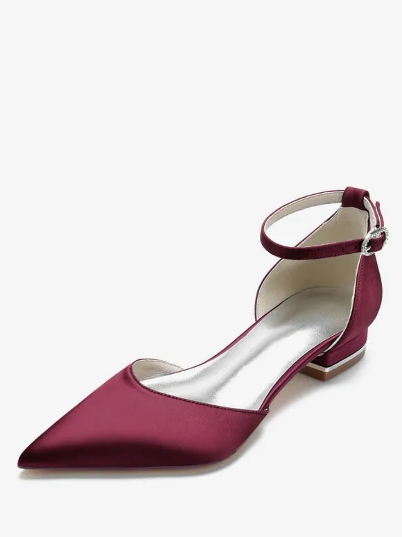 Chaussures de Mariage Plate Femme avec Bout Pointu en Paillette Unicolore