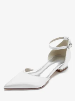 Chaussures de Mariage Plate Femme avec Bout Pointu en Paillette Unicolore