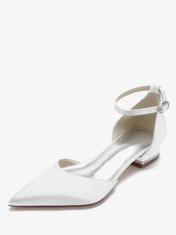 Chaussures de Mariage Plate Femme avec Bout Pointu en Paillette Unicolore