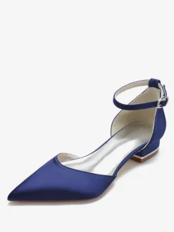 Chaussures de Mariage Plate Femme avec Bout Pointu en Paillette Unicolore
