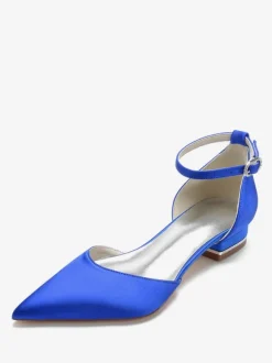 Chaussures de Mariage Plate Femme avec Bout Pointu en Paillette Unicolore