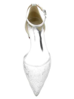 Chaussures de Mariage Plate Femme avec Bout Pointu en Paillette Unicolore