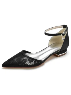Chaussures de Mariage Plate Femme avec Bout Pointu en Paillette Unicolore
