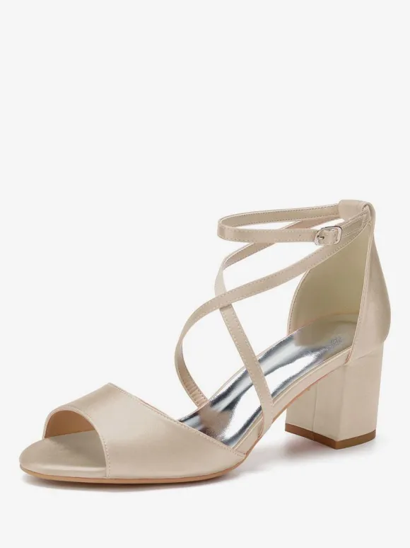 Chaussures de Mariages Femme à Talons Hauts avec Bout Ouvert Unicolore