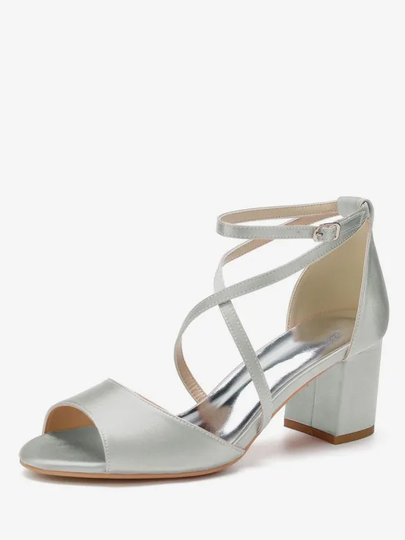 Chaussures de Mariages Femme à Talons Hauts avec Bout Ouvert Unicolore