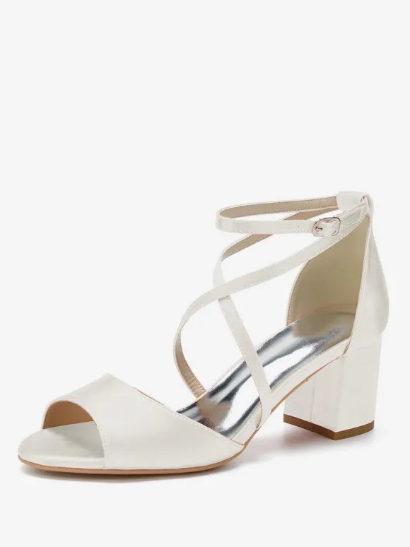 Chaussures de Mariages Femme à Talons Hauts avec Bout Ouvert Unicolore