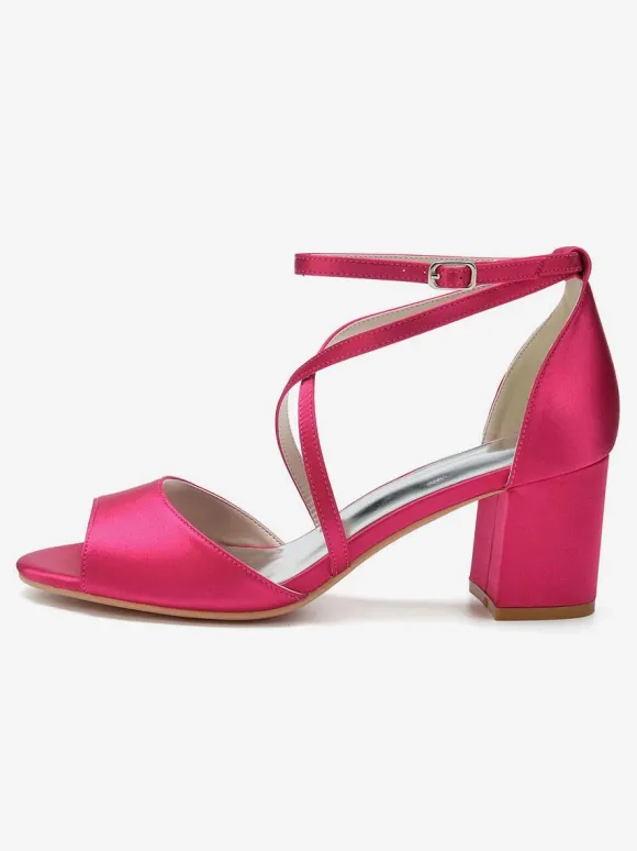 Chaussures de Mariages Femme à Talons Hauts avec Bout Ouvert Unicolore