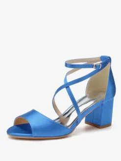 Chaussures de Mariages Femme à Talons Hauts avec Bout Ouvert Unicolore