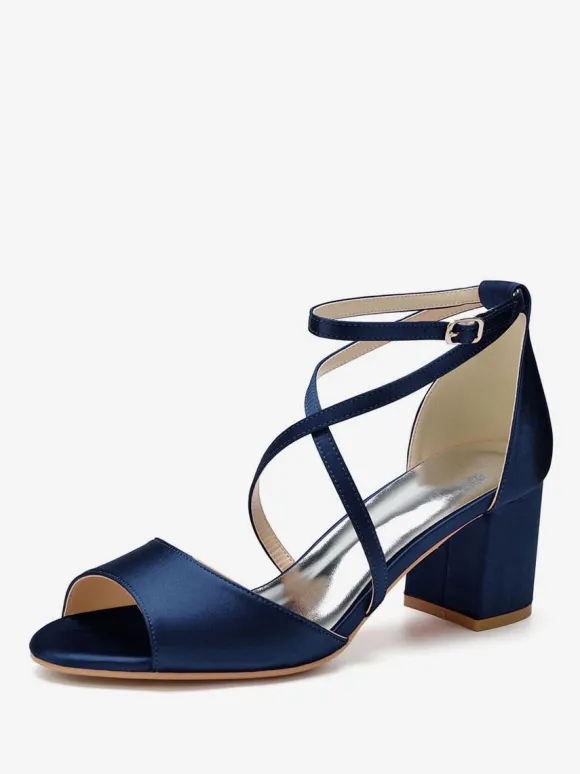 Chaussures de Mariages Femme à Talons Hauts avec Bout Ouvert Unicolore