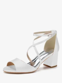 Chaussures de Mariages Femme à Talons Hauts avec Bout Ouvert Unicolore