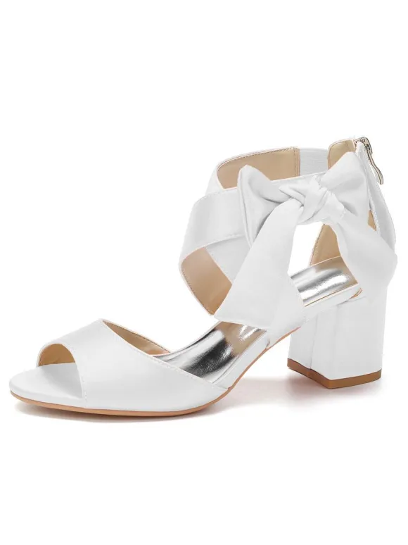 Chaussures de Mariages Femme à Talons Hauts avec Bout Ouvert Unicolore