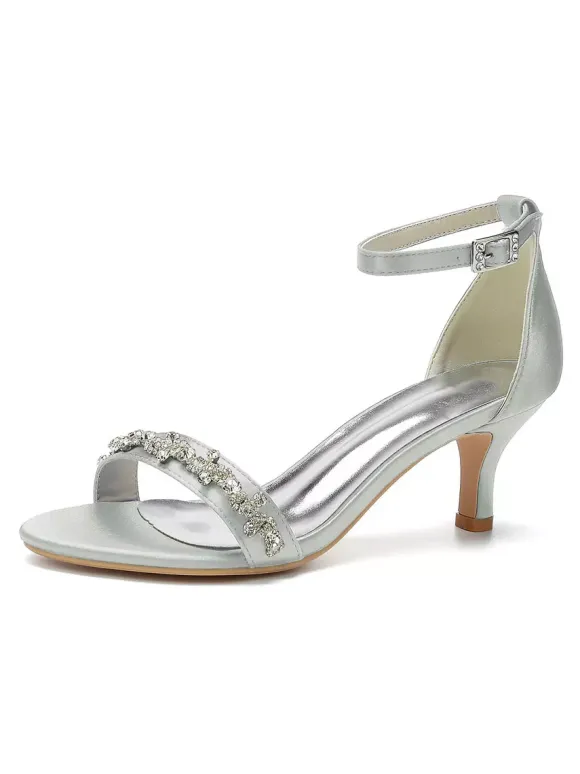 Chaussures de Mariages à Talons Hauts Femme avec Bout Ouvert à Lacets Unicolore