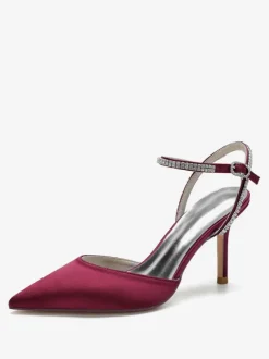 Chaussures de Mariage à Talons Hauts Femme avec Bout Pointu en Paillettes Unicolore