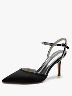 Chaussures de Mariage à Talons Hauts Femme avec Bout Pointu en Paillettes Unicolore