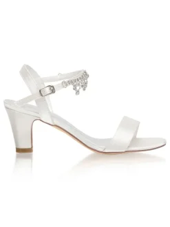 Chaussures de Mariage à Talons Hauts Femme avec Bout Ouvert Unicolore en Cuir Synthétique