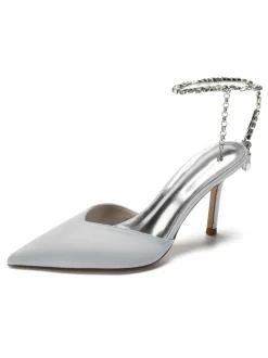 Chaussures de Mariage à Talons Hauts Femme avec Bout Pointu en Paillettes Unicolore