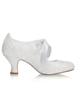 Chaussures de mariage vintage chaussures de mariée bout rond talon chaton