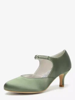 Chaussures de mariage vintage à bout rond et talon chaton Mary Jane