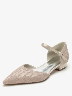 Chaussures de mariée Ballerines de mariée à bout pointu brodées