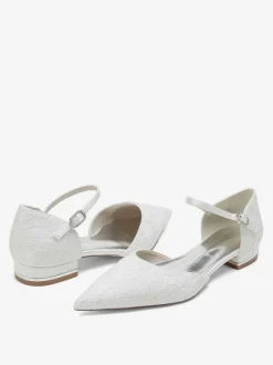 Chaussures de mariée Ballerines de mariée à bout pointu brodées