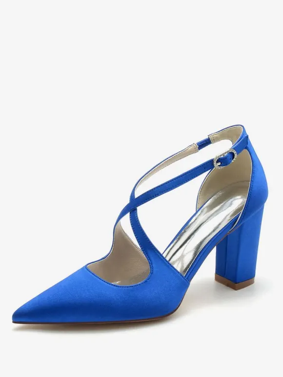 Chaussures de mariée chaussures mariage bout pointu talon épais boucle réglable
