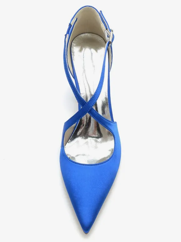 Chaussures de mariée chaussures mariage bout pointu talon épais boucle réglable