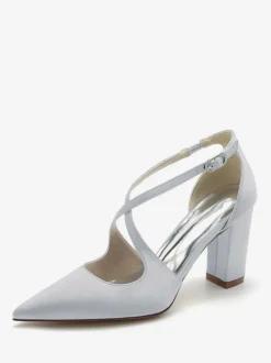 Chaussures de mariée chaussures mariage bout pointu talon épais boucle réglable