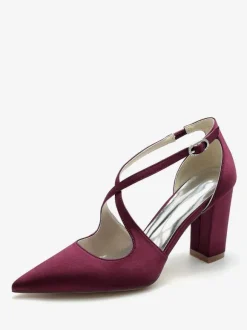 Chaussures de mariée chaussures mariage bout pointu talon épais boucle réglable