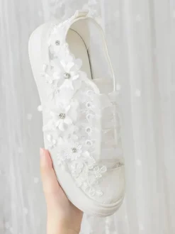 Chaussures de mariée en dentelle marriage chaussures femme à bout rond