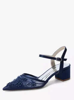 Chaussures de mariée en satin à bout pointu et talon compensé