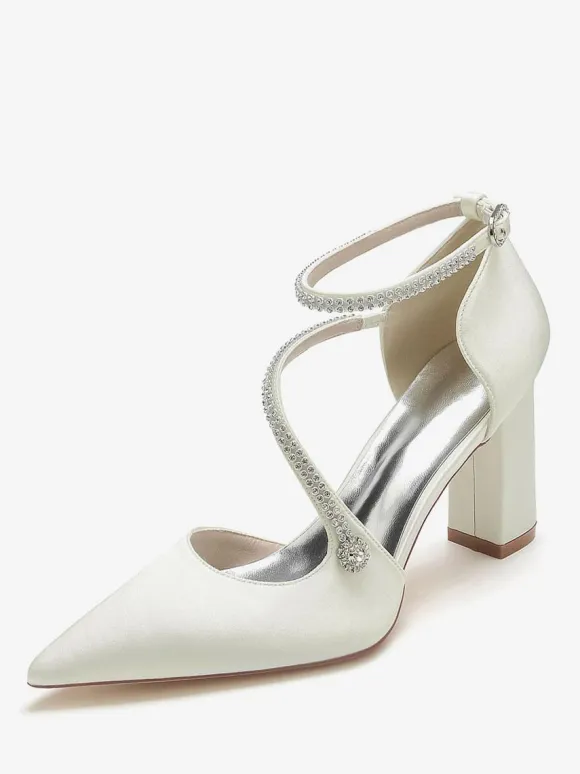 Chaussures de Mariée Femme à Talons Hauts en Cuir Synthétique avec Bout Pointu Unicolore