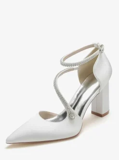 Chaussures de Mariée Femme à Talons Hauts en Cuir Synthétique avec Bout Pointu Unicolore