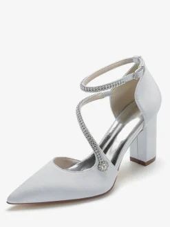 Chaussures de Mariée Femme à Talons Hauts en Cuir Synthétique avec Bout Pointu Unicolore