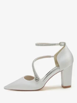Chaussures de Mariée Femme à Talons Hauts en Cuir Synthétique avec Bout Pointu Unicolore