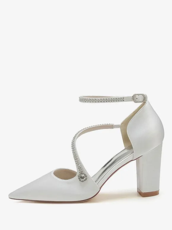 Chaussures de Mariée Femme à Talons Hauts en Cuir Synthétique avec Bout Pointu Unicolore