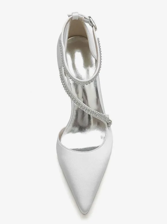 Chaussures de Mariée Femme à Talons Hauts en Cuir Synthétique avec Bout Pointu Unicolore