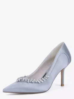 Chaussures de mariée ivoire à bout pointu et strass escarpins à talons hauts