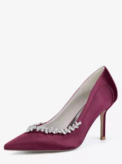 Chaussures de mariée ivoire à bout pointu et strass escarpins à talons hauts